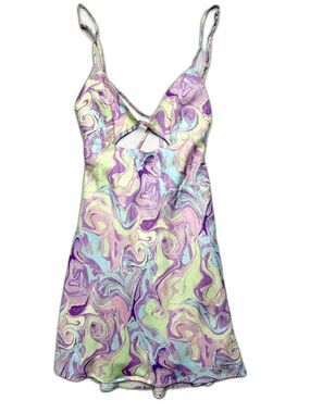 Zara Pastel Marble Paint Pour Cut Out Dress - Lavender, Mint & Baby Blue